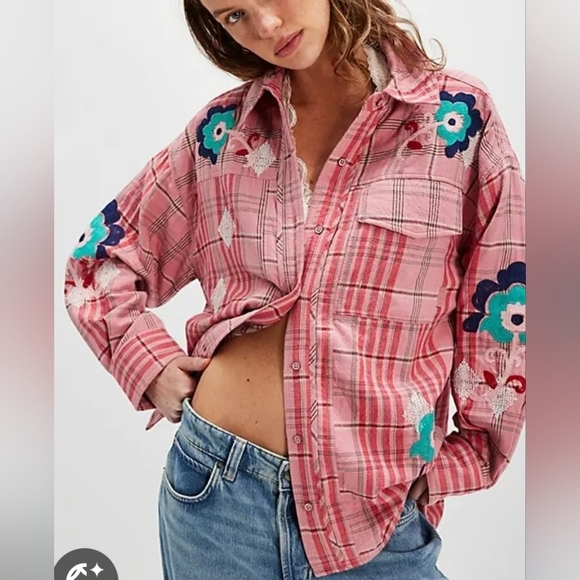 Free People Tops - Free People We The Free Embroidered Sashiko Shirt